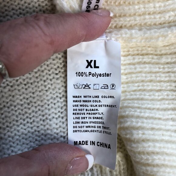 Epretty Cream Textured Knit Pullover Sweater Womens Size XL Long Sleeve Cozy NEW - Picture 7 of 9